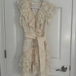Veronica Beard Beige Ruffled Blouse